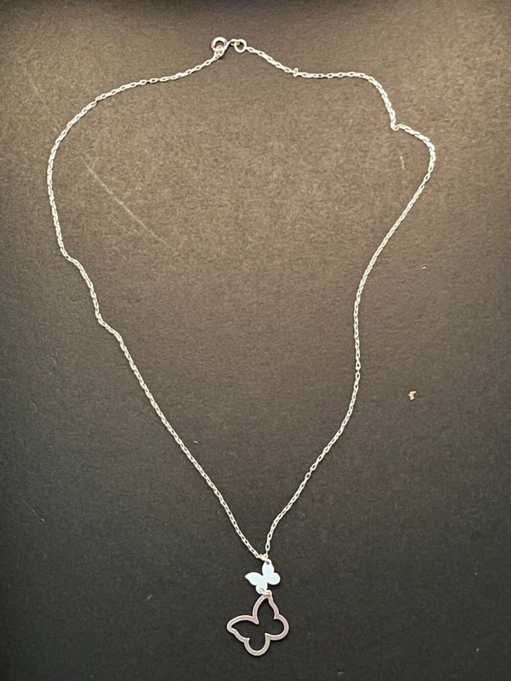 NWOT Peruvian 925 Silver Double Butterfly Cutout Pendant Necklace